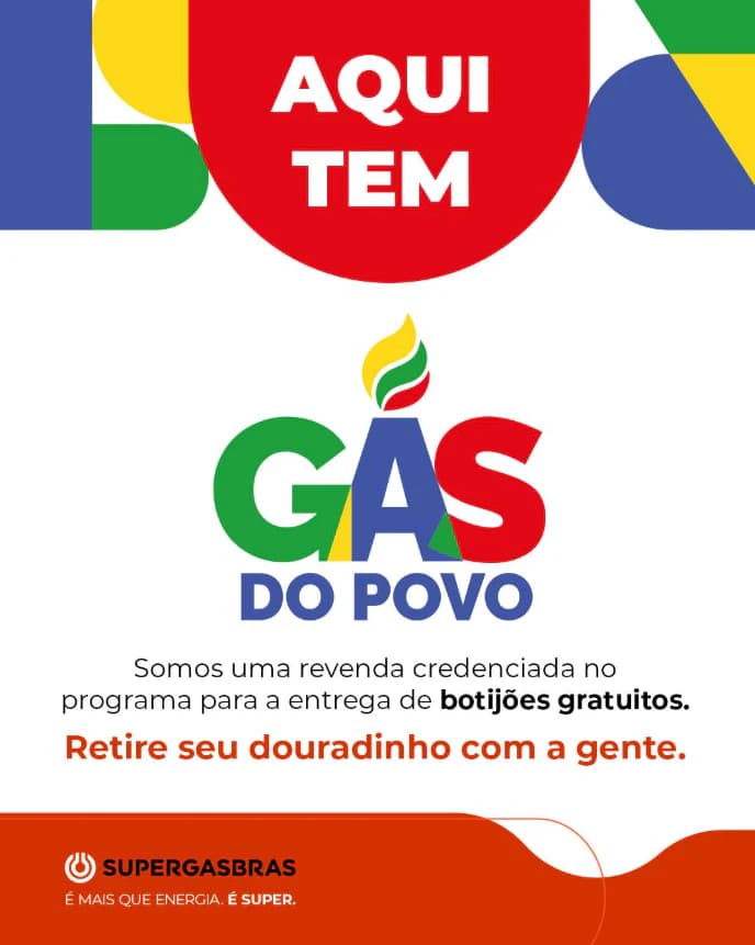 Banner oficial: Aqui tem Gás do Povo. Retire seu botijão com a Maiollo Gás.